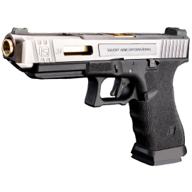 EMG / Salient Arms International Custom Airsoft Training Weapon w/ Tier One Competition Slide Kit (Color: Silver & Gold)